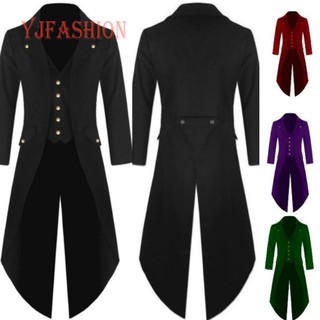 Mens Black Vintage Tailcoat Jacket Fancy Cool Cosplay Costume Robe