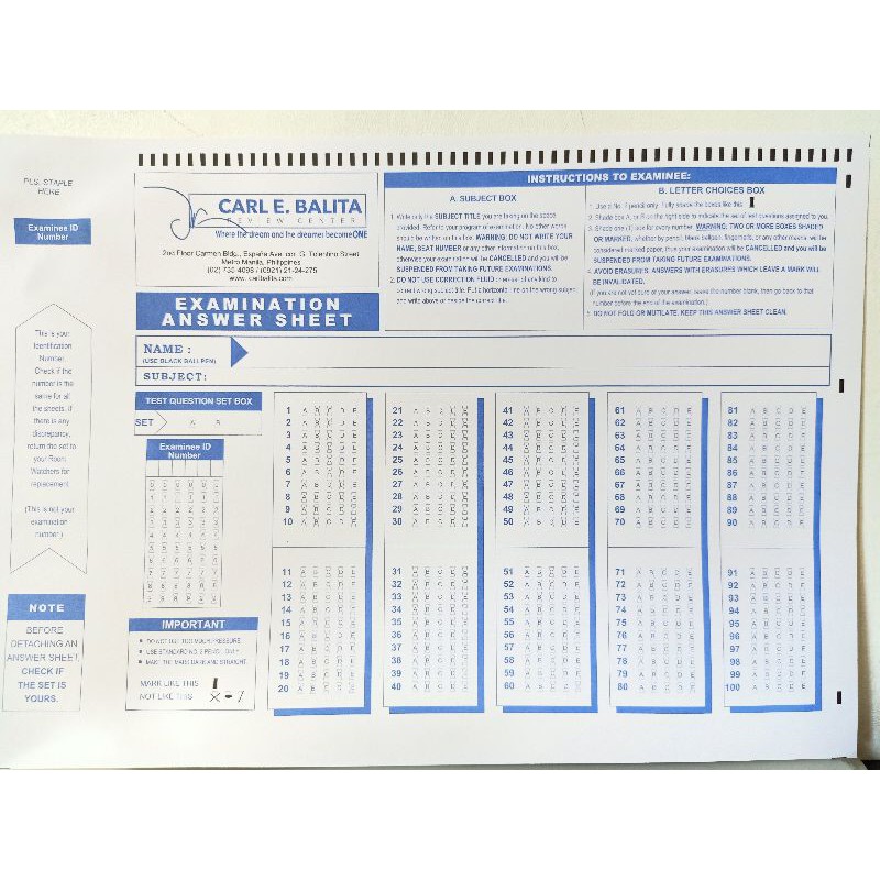 CBRC SCANTRON SHEETS (Answer Sheets) Shopee Philippines