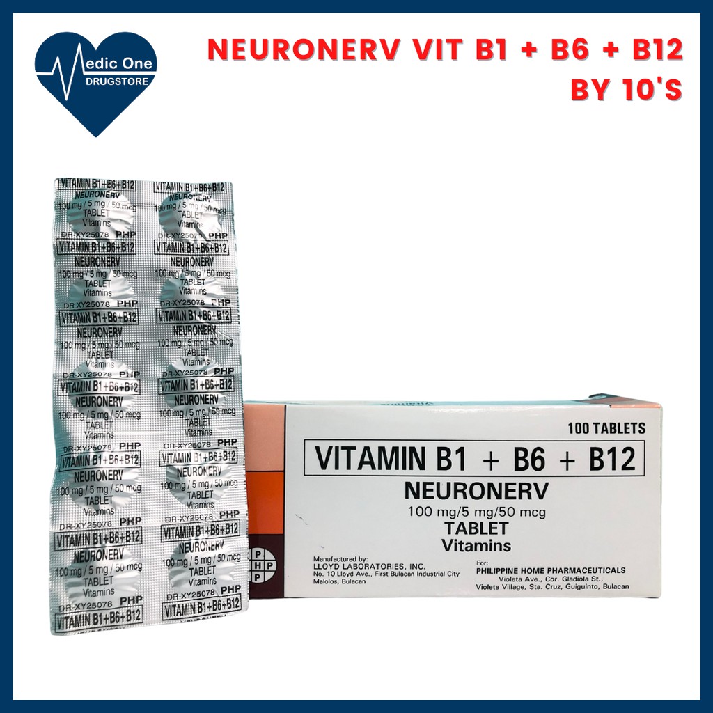 Neuronerv Vitamin B1 + B6 + B12 by 10's Shopee Philippines