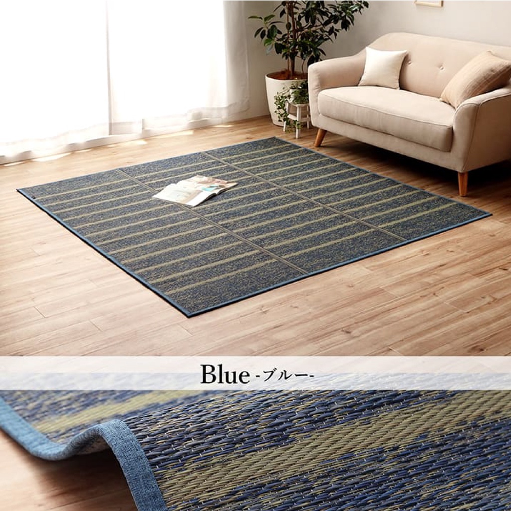 IKEHIKO Japanese rush grass Tatami Mat Simple Stripe Rug Carpet Blue