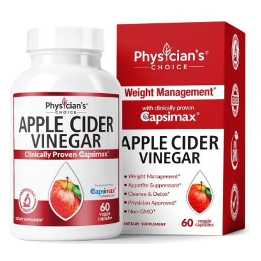 Physicians Choice Organic Apple Cider Vinegar 1000 Mg With Capsimax Fat Burner And Detox Pills 5654