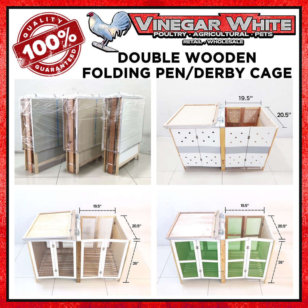 Folding Cage Derby Pen Wooden Double for Sabong Chicken Birds Collapsible Keeping Pen Gamefowl