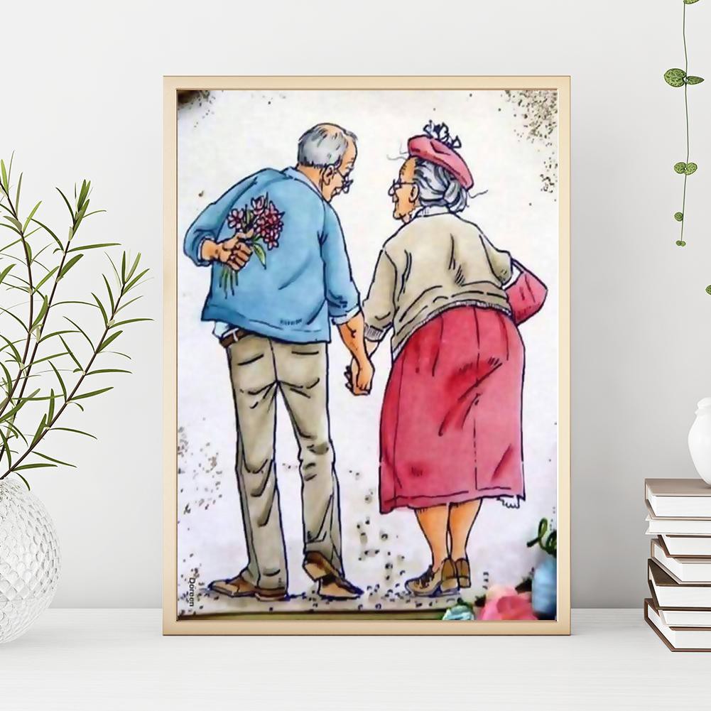 Room Decoration Kids Home Office Old Couple 11.8x15.7in 1 by Aimerson Diamond Painting Kits for Adults 