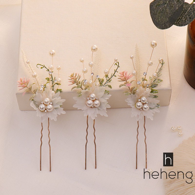 Floral hair pin Set of three #161 Silver wedding Hairpin Bridal hair accessory wedding hair pins White flower hair pin