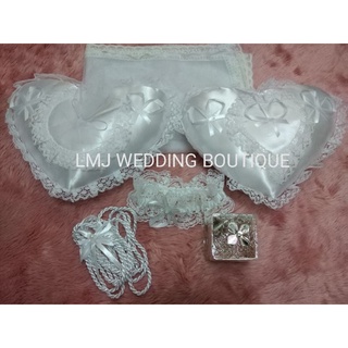 Wedding Accessories Set 6 pcs total (Aras pillow, ring pillow, Aras,garter, cord, veil) as