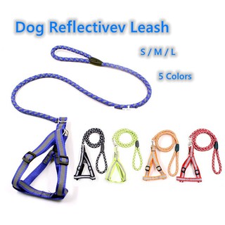 MiNiCo~Pet Dog Reflective Adjustable Safe Lead Harness Pet Back and Chest Traction Rope Leash