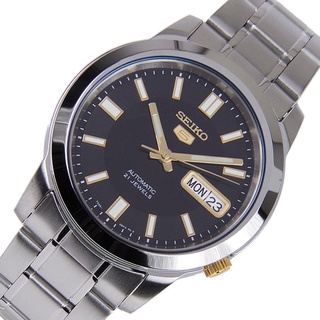 （hot）Seiko SNKK 5 21 Jewels Expensive Day & Date Black Dial Stainless Steel Band Watch for Men(Silve #3