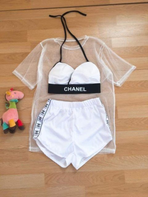 chanel black bathing suit