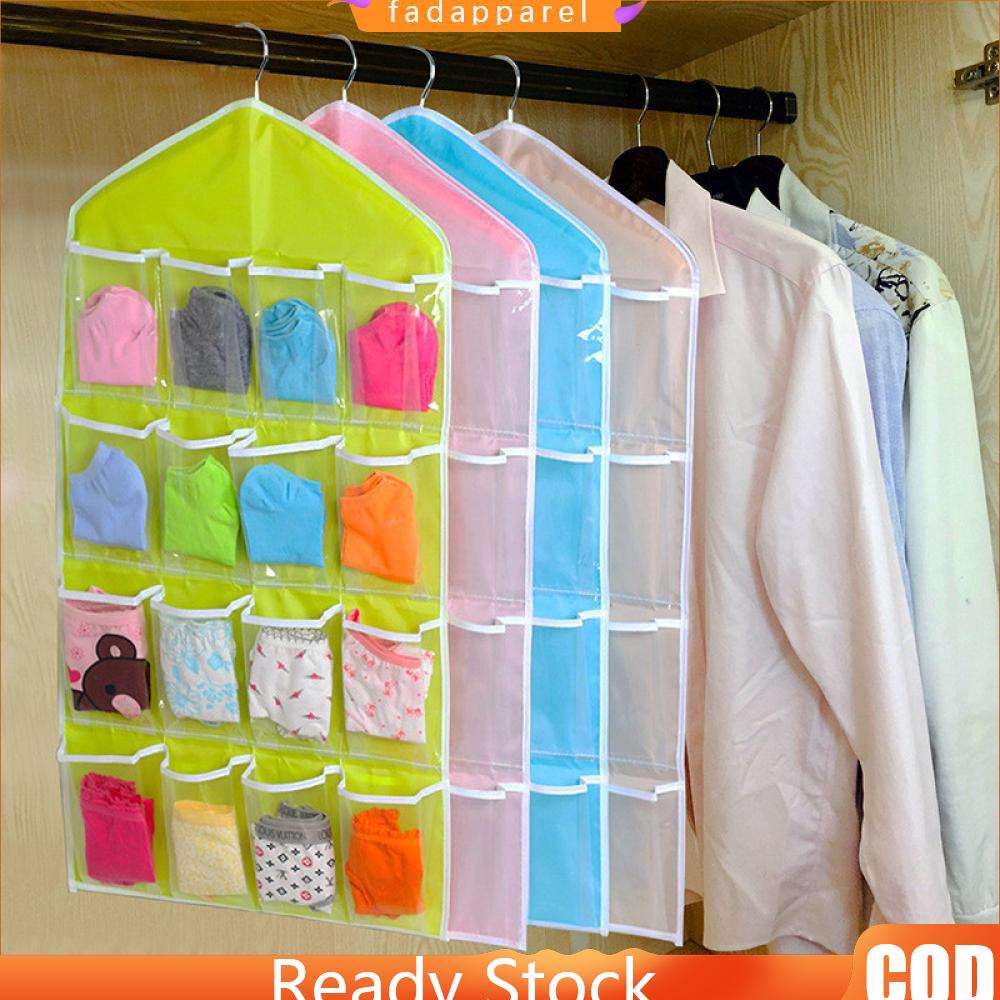 16pockets Clear Hanging Bag Socks Bra Underwear Rack Hanger Storage Organizer Shopee Philippines shopee