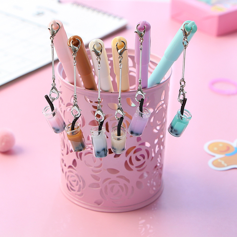 Bubble Tea Bottle Pendant 0.5mm Gel Pens Black Ink Signature Pens