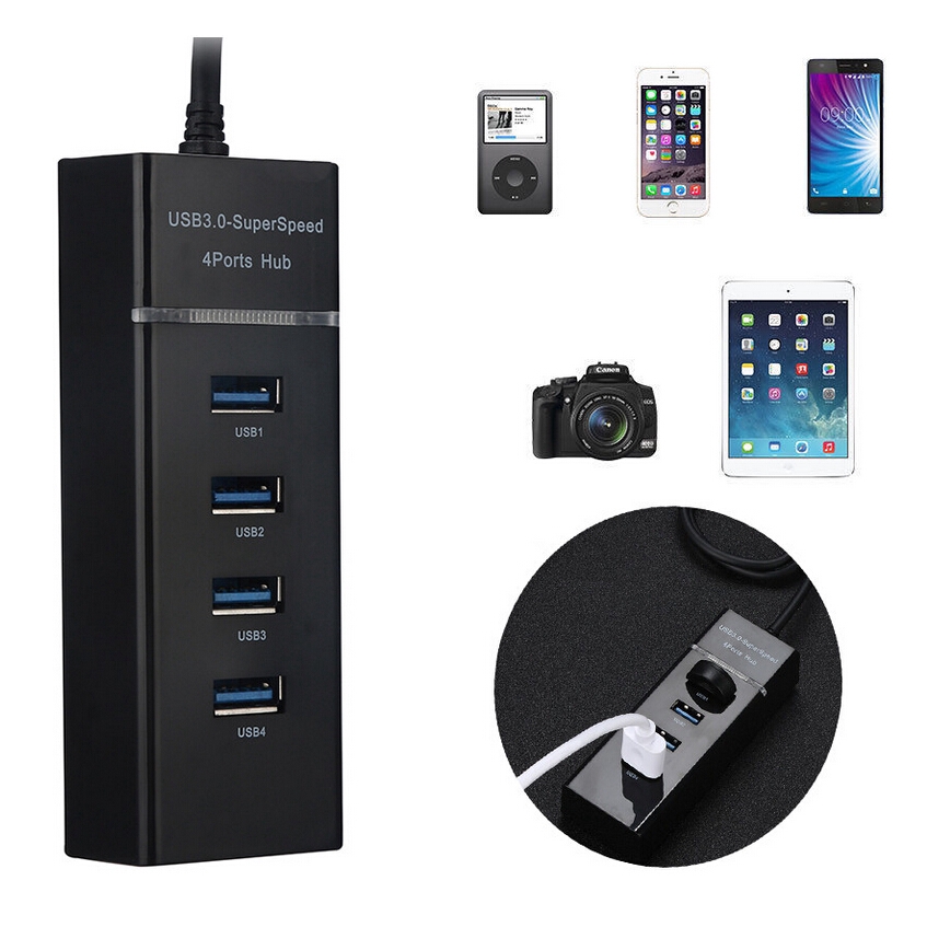 4 Ports High Speed USB 3.0 Hubs Multiport Expansion Splitter Hub for