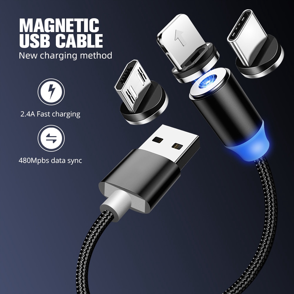 Fast Magnetic Charger Cable iphone/Micro/Type-C/USB Cable Charger 1m  [Doosl] | Shopee Philippines