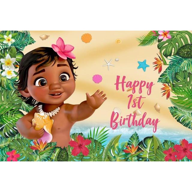 Tropical Cartoon Baby Moana Vinyl Photography Backdrop 1st Birthday Party Photo Shoot Background For Shopee Philippines
