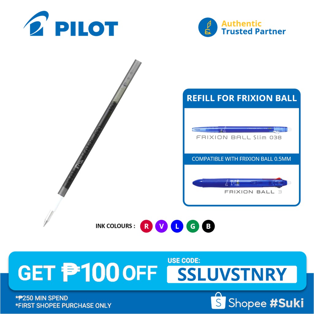 Pilot Frixion Ball Retractable Erasable Pen Refill 0 38 Mm For Frixion Ball Slim 3 In 1 Shopee Philippines