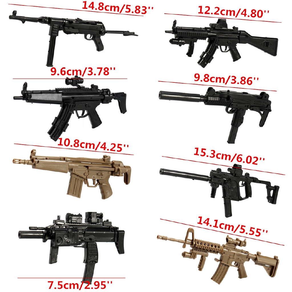 New 8pcs/Set 1/6 4D Gun Model Assembling Weapon Rifle Submachine Model Toys Gift