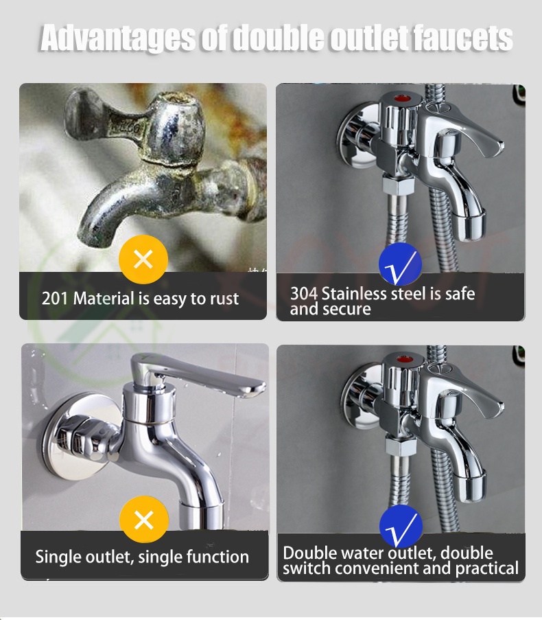 KOYOT 304 Stainless Steel Bathroom Square Rain Shower Set with 1 in 2