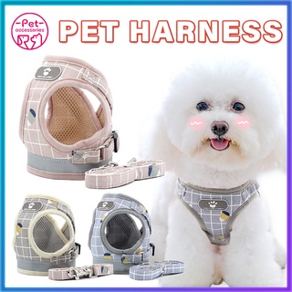 Pet dog harness with leash reflective harness vest for dog and cat puppy leash harness