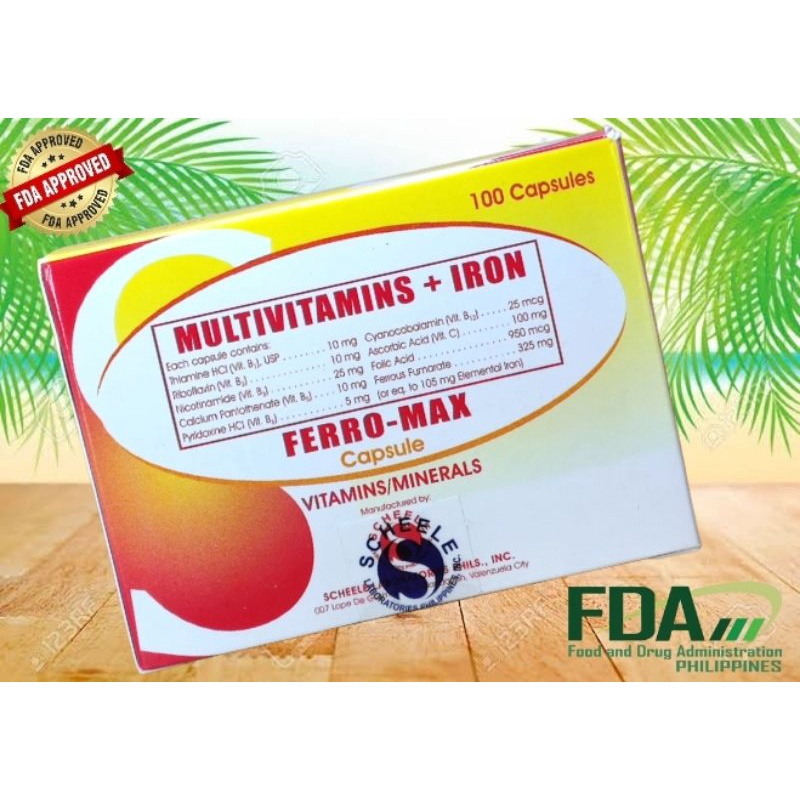 FERROMAX Multivitamins + Iron ( FERRO MAX ) 100 CAPSULES Shopee
