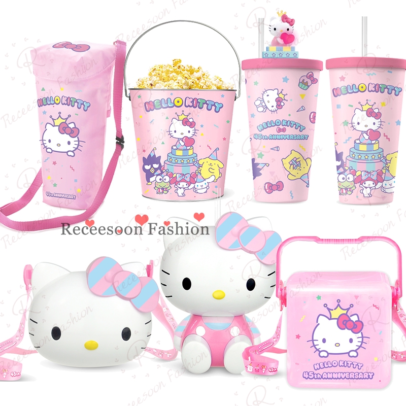  Hello Kitty Popcorn  Bucket Straw Cup Cartoon Figure Water 