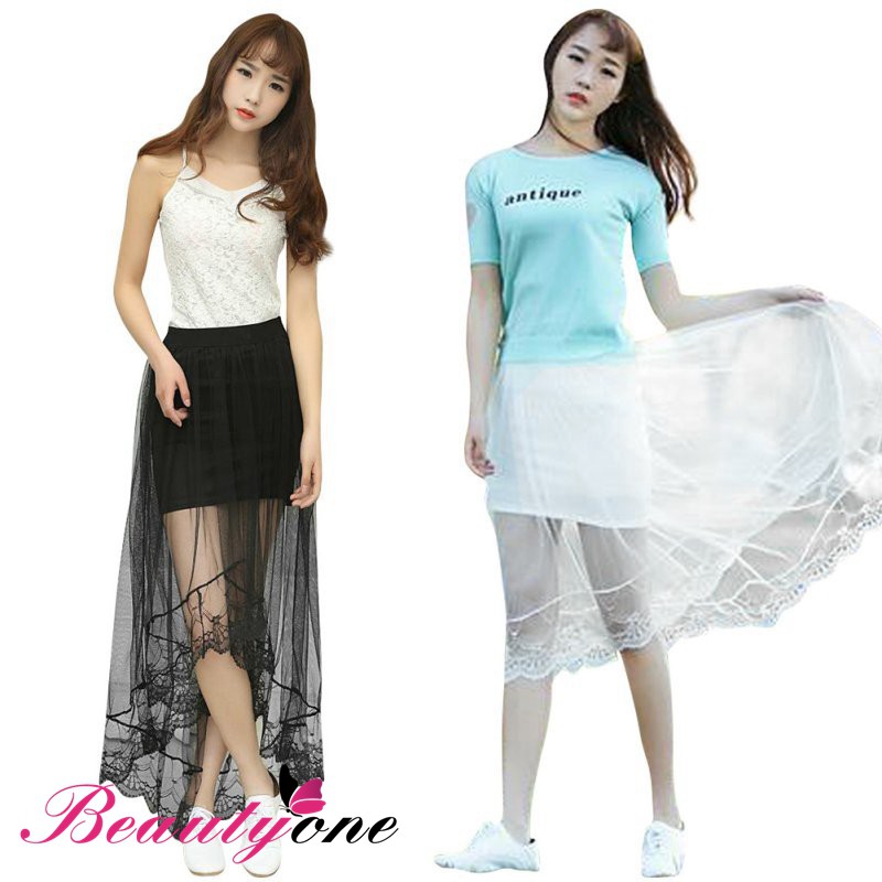black mesh long skirt