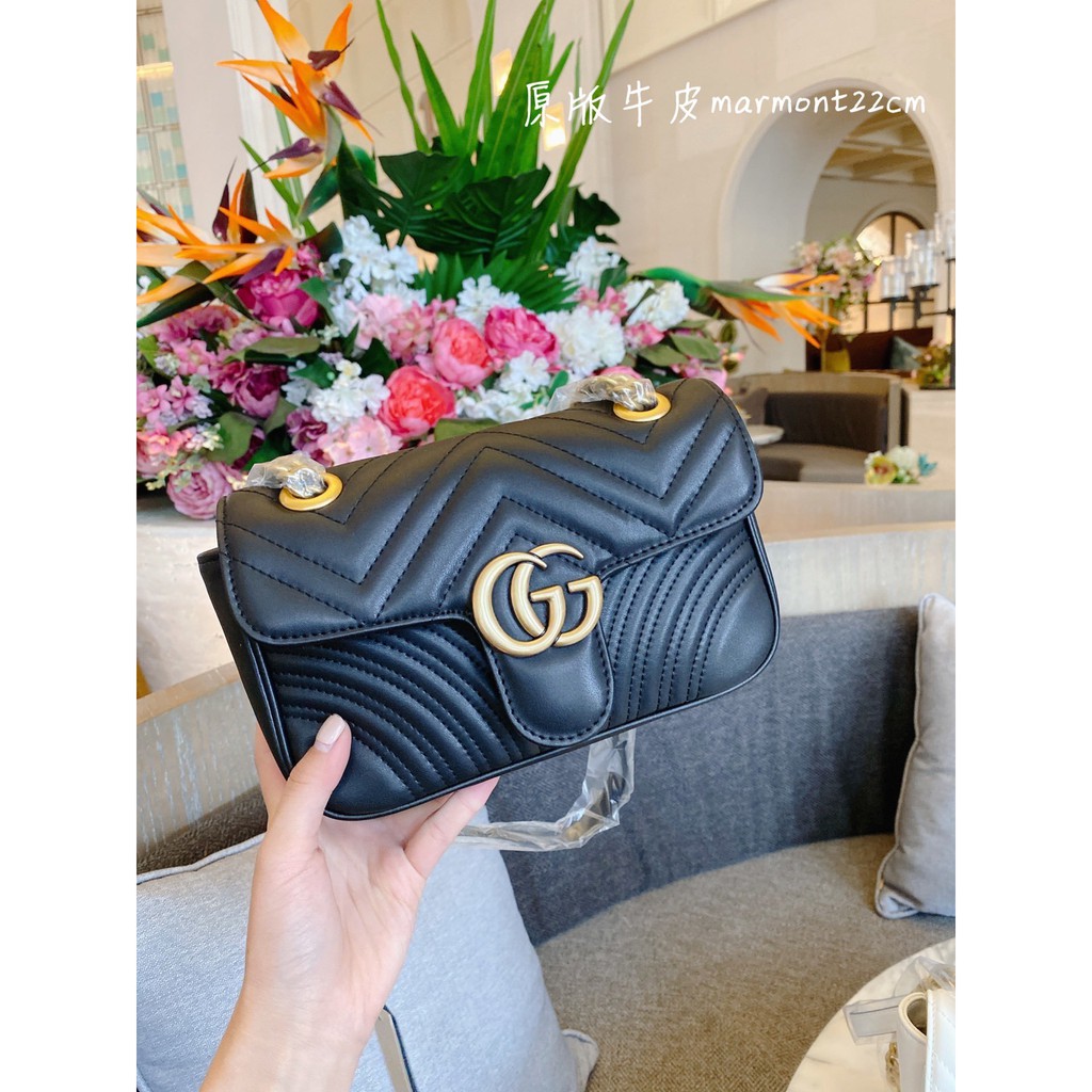 gg marmont leather chain bag