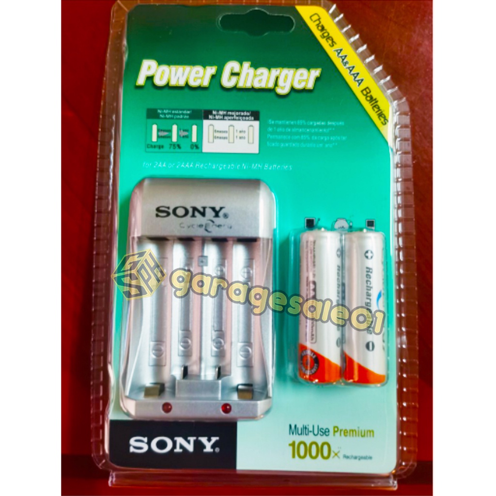 AA and AAA battery charger SONY Compact Charger With Rechargeable Battery  (with 2pcs batteries） | Shopee Philippines