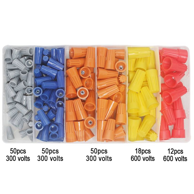 Orange Yellow and Red Connectors with Storage Box 180PCS Electrical Wire Connectors Screw Terminals Gray Blue Easy Twist On Connector Kit with Spring Inserted Cap Connections Assortment Set 