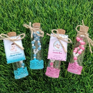 set of 10 pcs Rosary in Bottle with Cork giveaways for Baptismal party