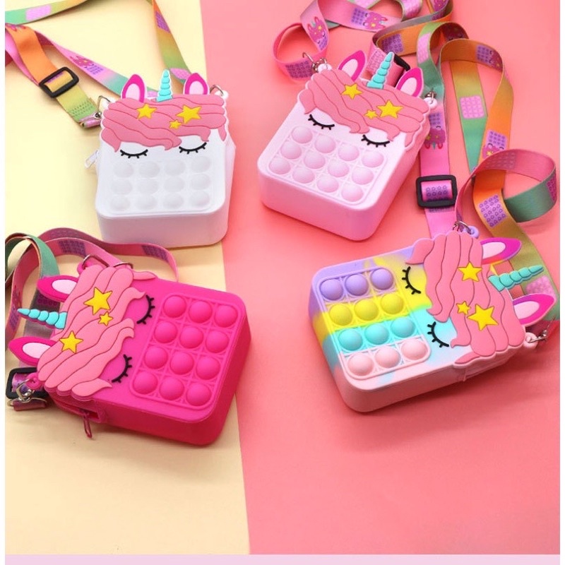 pop it bag unicorn ice cream bag pop it wallet Messenger Bag Shoulder