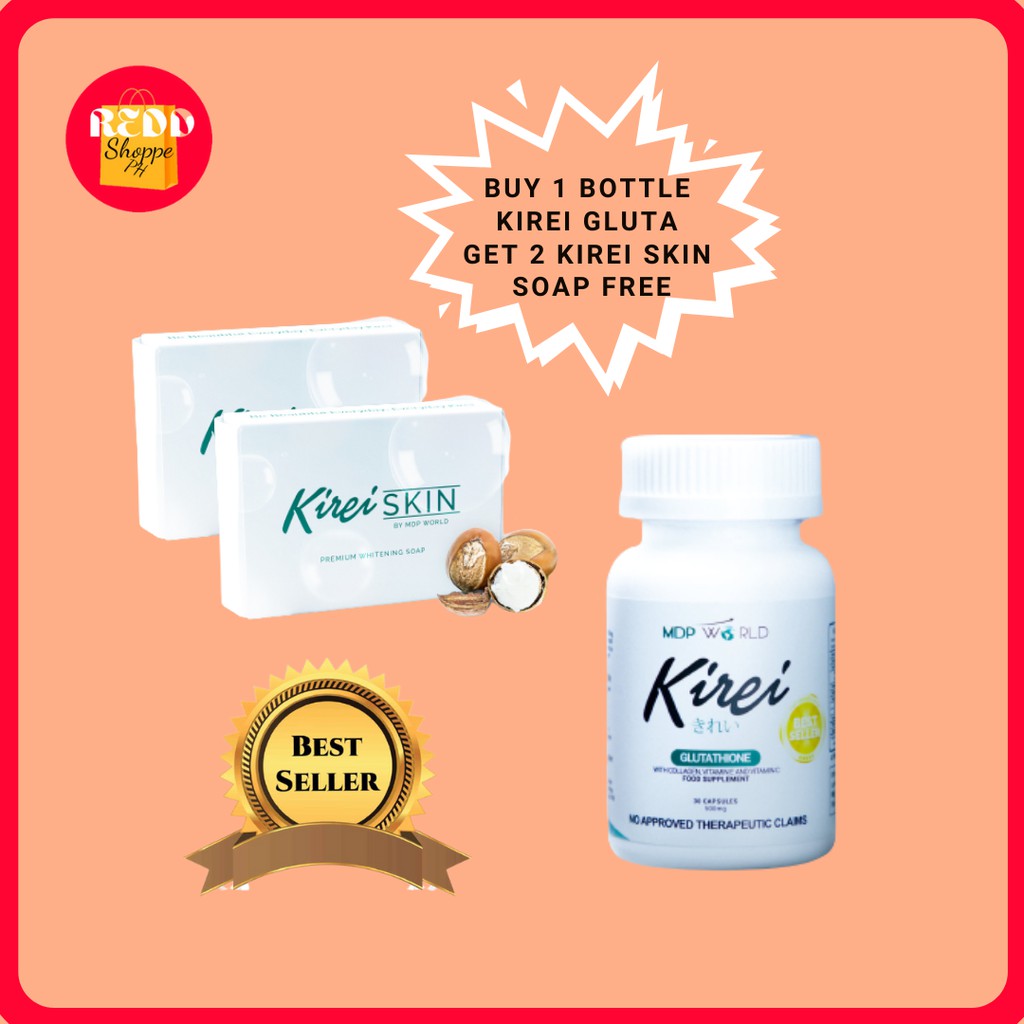 Authentic Kirei Glutathione 30 caps with FREE Kirei Skin Soap Shopee Philippines