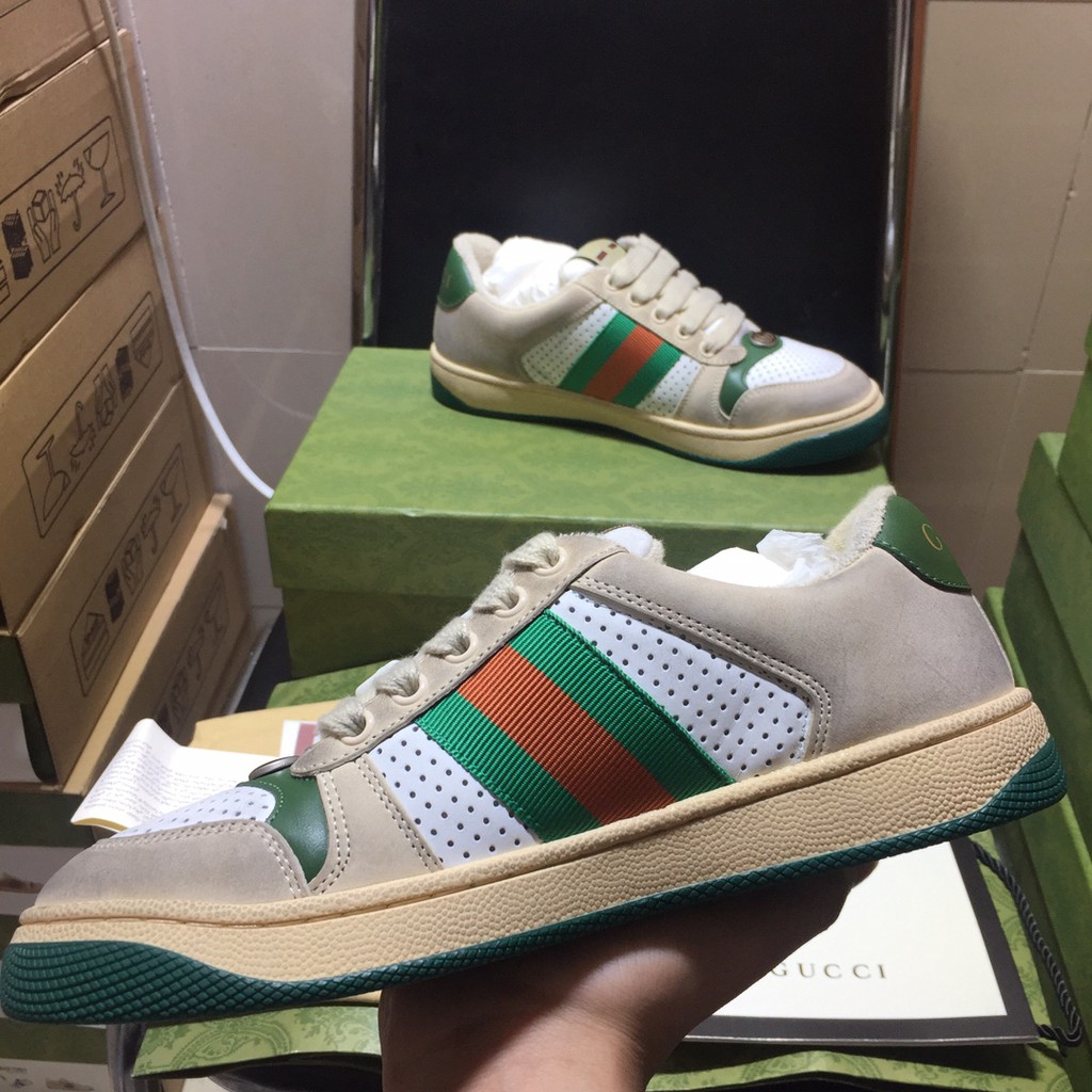 AvailableGucci women's shoes GG stripes distressed dirty shoes Gucci retro  casual shoes printed spor | Shopee Philippines