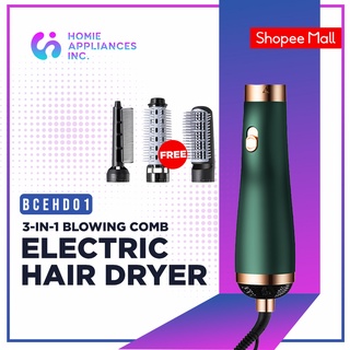 Homie Hair Straightener Comb 3 in 1 Electric Blower Hair Dryer mini Professional Hair Curler brush