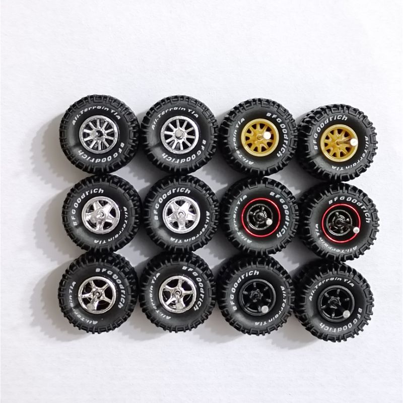 Tayar Getah 4x4 Rubber Wheels Rim 17mm Long Axle 1/64 Hot Wheels ...