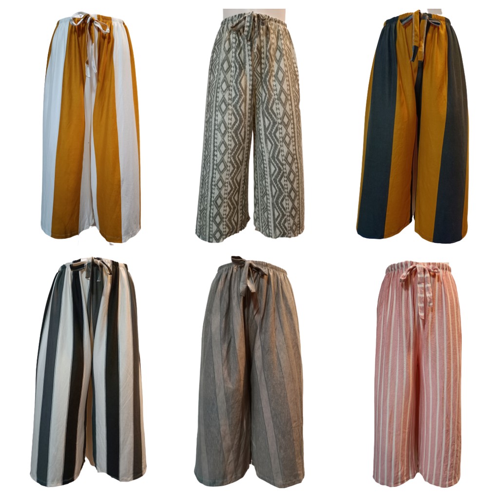 Women's Printed and Stripes Square Pants (Free size) Shopee Philippines