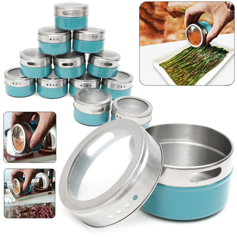 Spice Jars Lid Tins Storage Container 