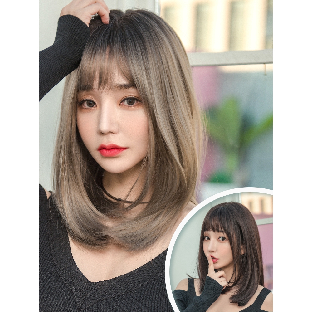 2020 Korean Hair Wig Female Long Hair Long Straight Hair Natural Full Headed Cover Fake Female Collarbone Short Hair Shopee Philippines