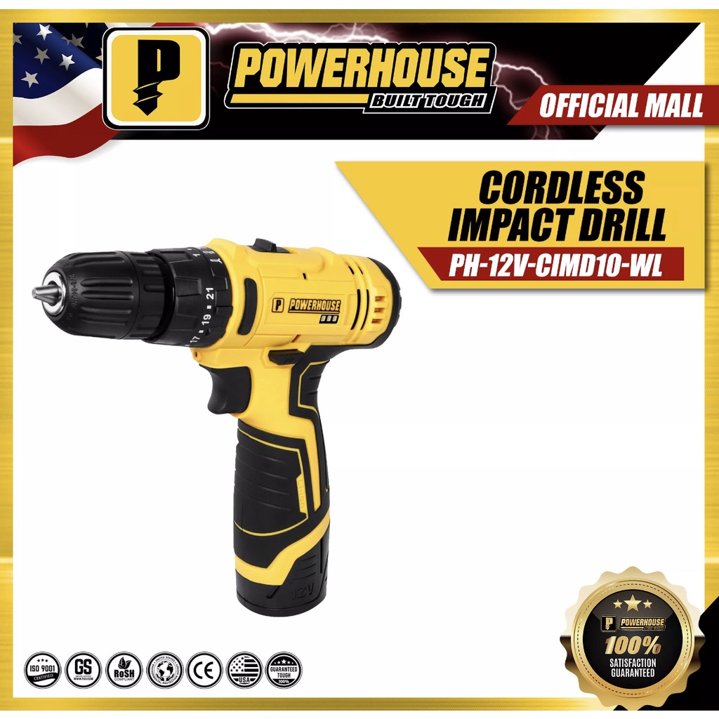 Powerhouse Cordless Impact Drill V Mm Drill Chuck Ah Li Ion Ph