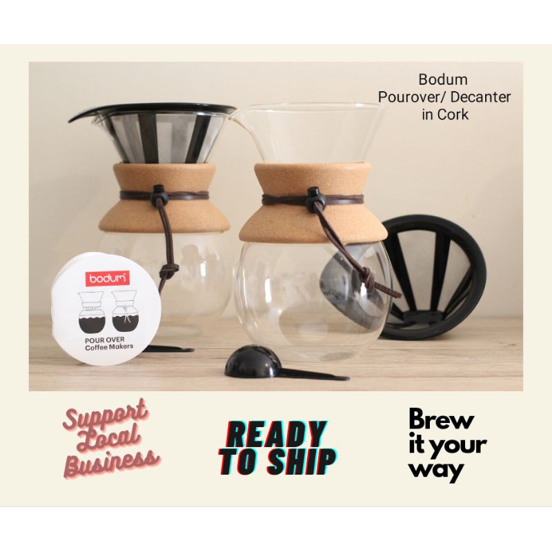 1L BODUM Pour over Coffee Maker in Cork Drip Coffee Server w