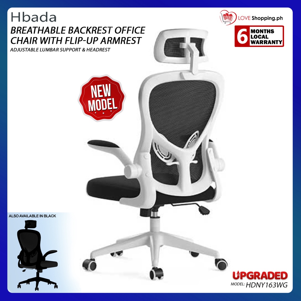 UPGRADED! HBADA Breathable Mesh Office Chair w/ FlipUp Armrest