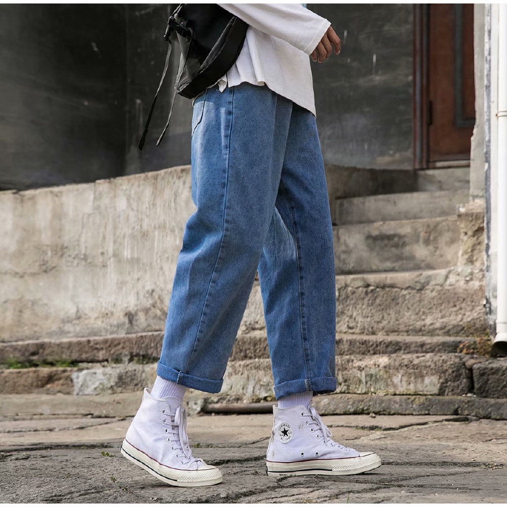 solid blue jeans