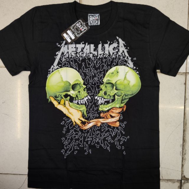 Rock Band Metallica Green Skull Black Shirt | Shopee Philippines