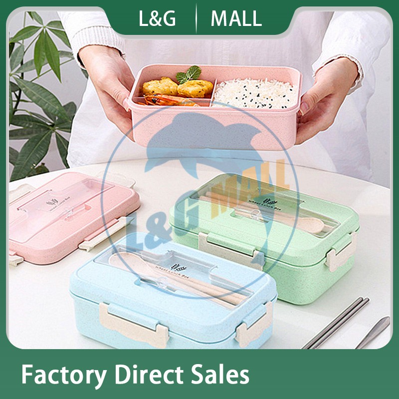 Korean lunch box, student three grid Japanese plastic freshkeeping box, creative lunch box