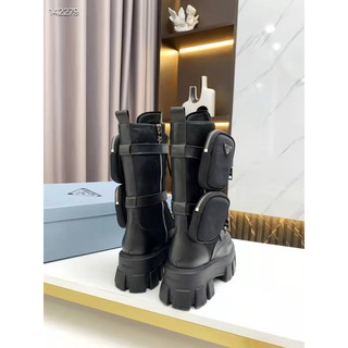 Lace-up zipper Prada side zip boots Mid-high boots for kids Huang Shengyi Running Wallet Boots Same thick-soled Martin boots #2