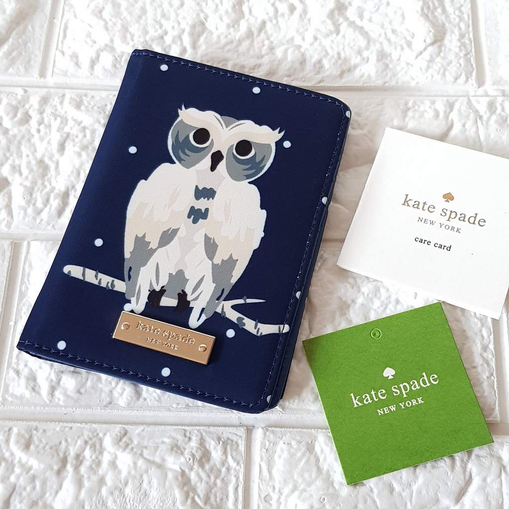 Kate Spade Classic Nylon Bifold Passport Holder Lyla Navy Blue with