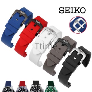20mm 22mm Fluorine Rubber Arc Watch Strap for Seiko PROSPEX Series 18/19mm Wrist Band Men Diving Waterproof Bracelet SRPE99K1/SRP777J1