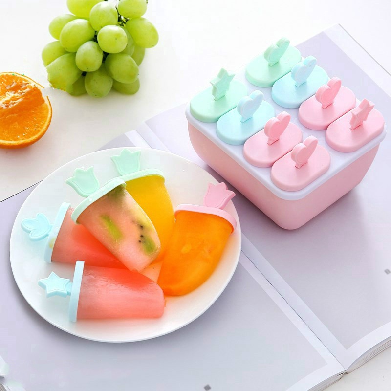 8 Grid Frozen Ice Cream Lolly Juice Maker Pop Mold Mould Popsicle Icebox &U