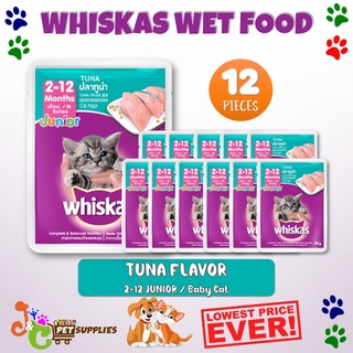 WHISKAS Junior Kitten Food Pouch - Kitten Wet Food in Tuna Flavor (12-Pack), 80g.