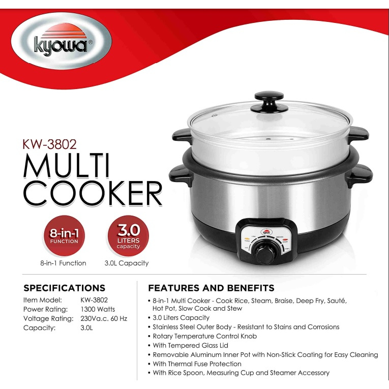 Kyowa Multi Cooker 3 liters KW-3802 | Shopee Philippines