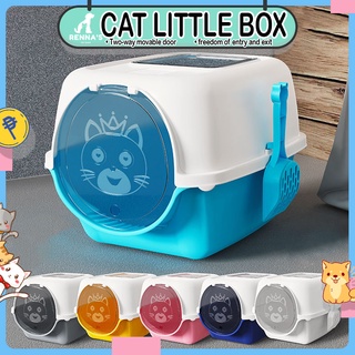 Renna's Fully Enclosed Cat Litter Box For Cat With Scoop Cat Toilet Training Kitten Litter Box Pet