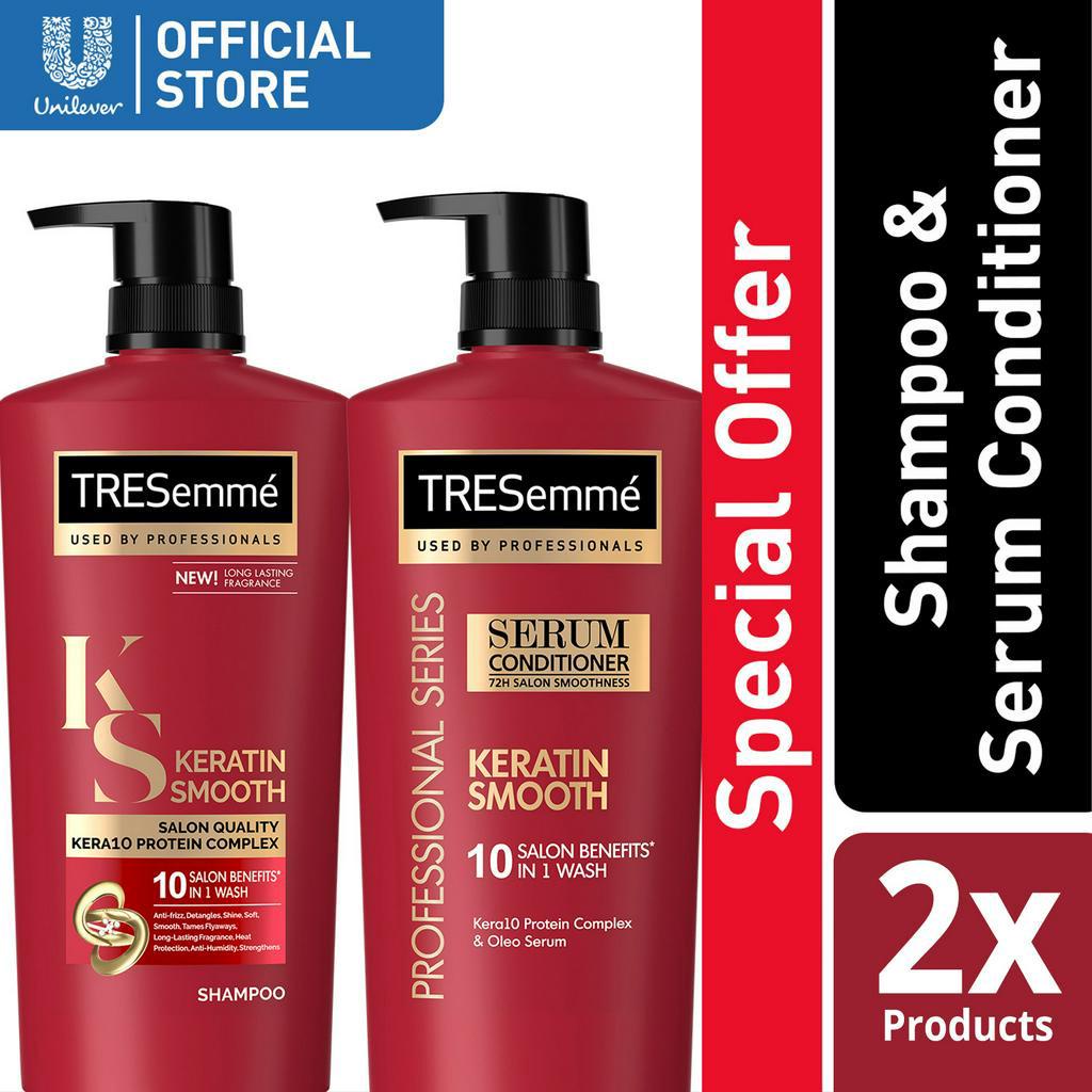 TRESemmé Keratin Smooth Anti Frizz Shampoo 620ml + Serum Hair Conditioner  650ml 2x Bundle | Shopee Philippines
